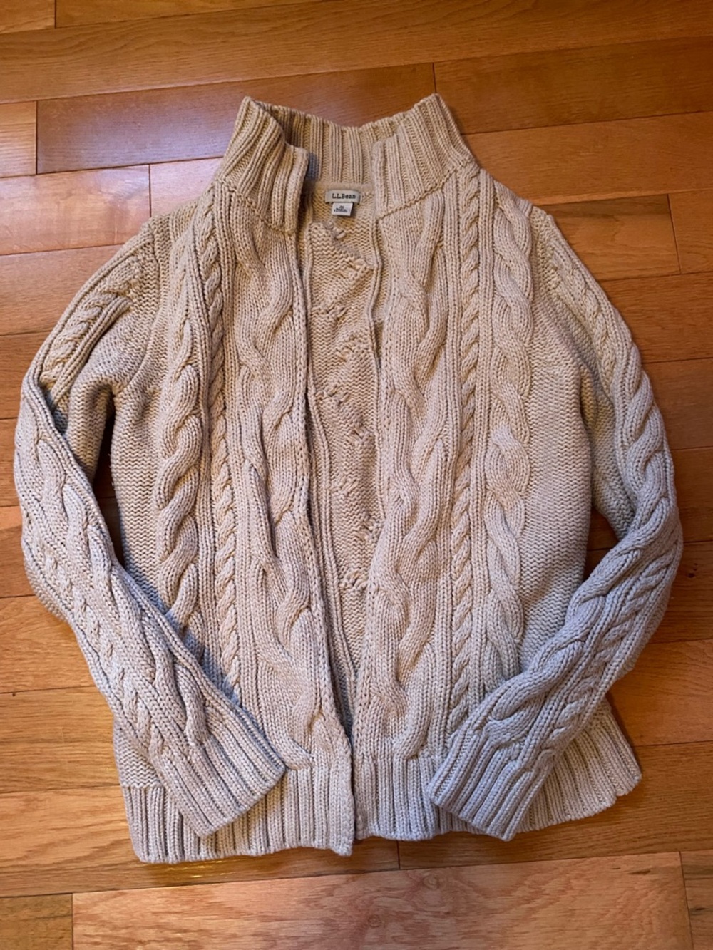 L.L. Bean Women’s Cable Knit Beige Zip up